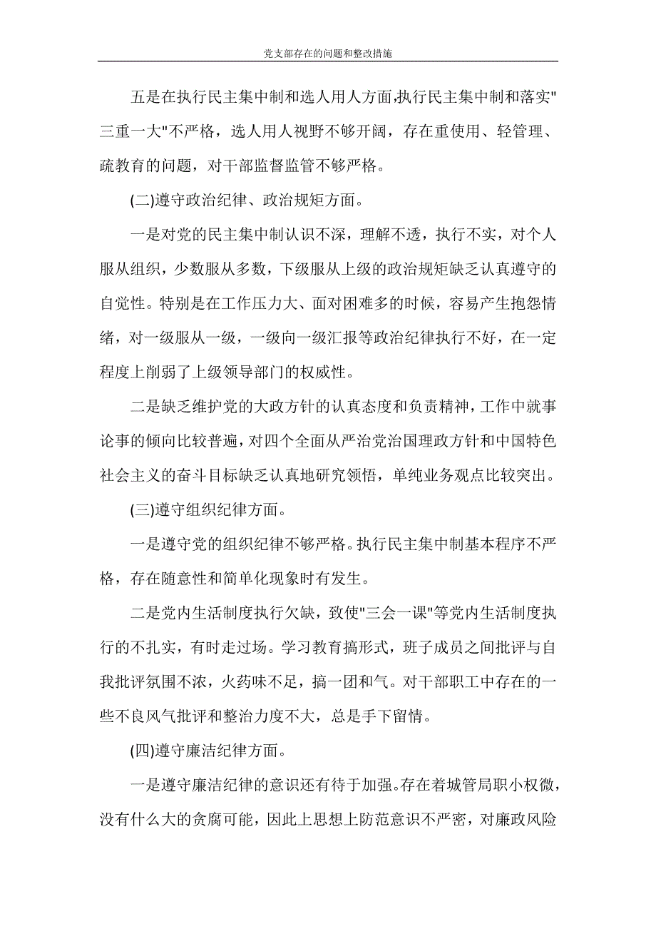 党团范文 党支部存在的问题和整改措施_第4页
