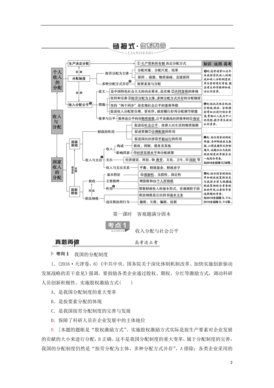 2020届高考政治二轮复习第1部分专题整合突破专题3收入分配与社会公平第1课时客观题满分固本教案5_第2页