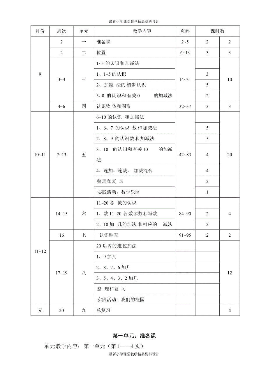 课堂教学资料人教版小学数学一年级上册全册完整教案_第3页