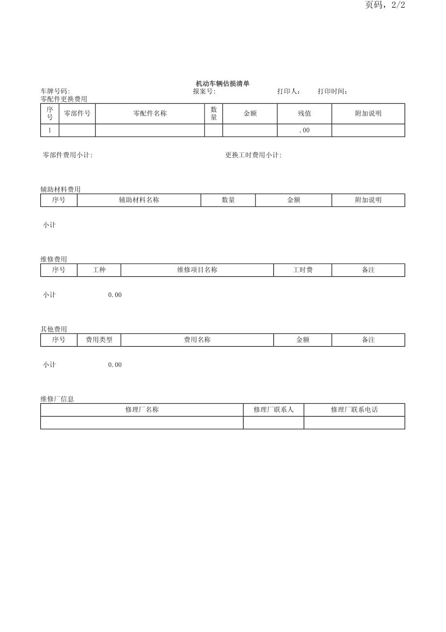 机动车辆估损清单_第2页