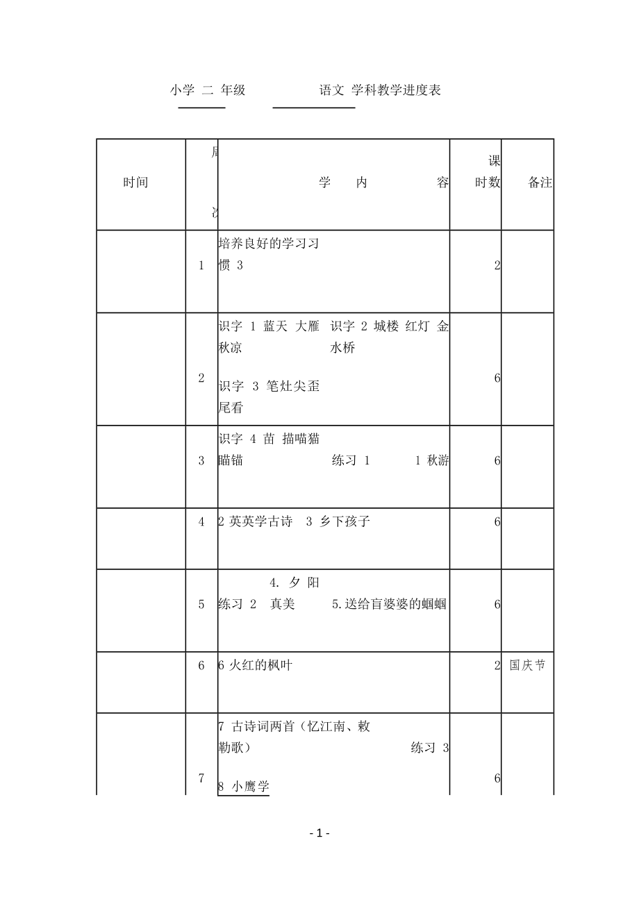 部编版小学语文二年级上册语文教案_第1页