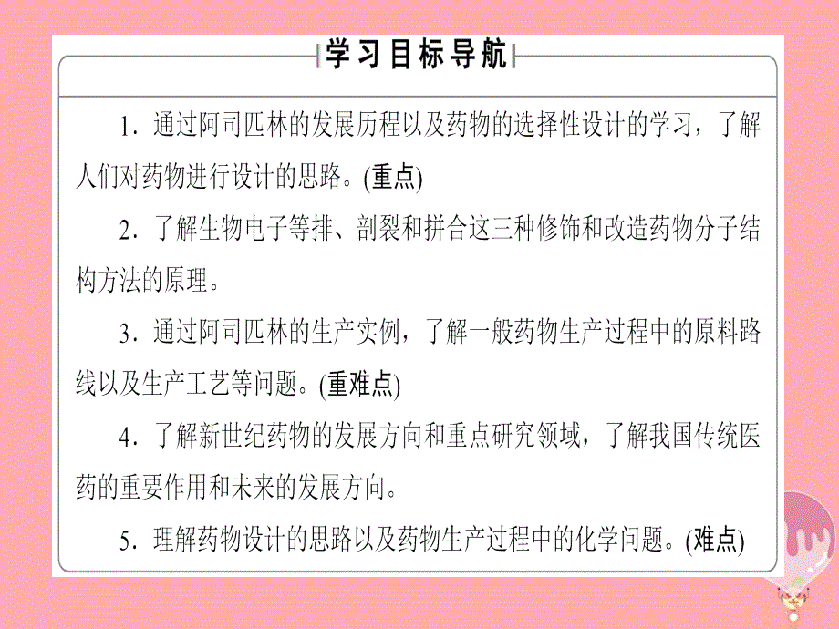 2017-2018学年高中化学 主题6 化学&ampamp;#8226;技术&ampamp;#8226;社会 课题2 药物的分子设计与化学合成课件 鲁科版选修2_第2页