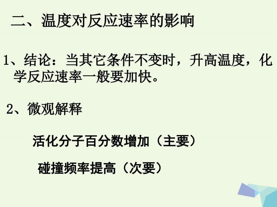 湖南省长沙市高中化学 第二章 化学反应速率和化学平衡 2.2 影响化学反应速率的因素课件 新人教版选修4_第5页