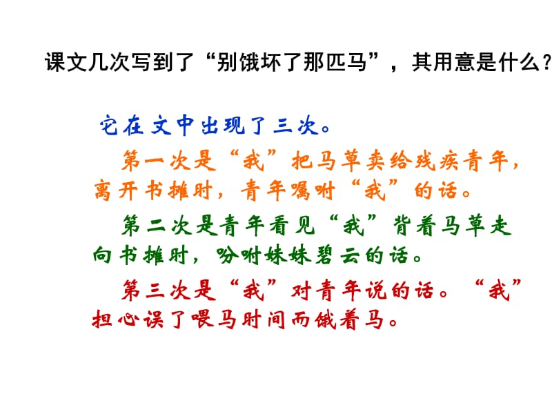 (课堂教学课件）部编版六年级上册语文（课堂教学课件1）别饿坏了那匹马_第3页