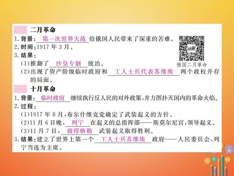 （通用版）2018届九年级历史下册 第一单元 苏联社会主义道路的探索 第1课 俄国十月革命习题课件 新人教版_第2页