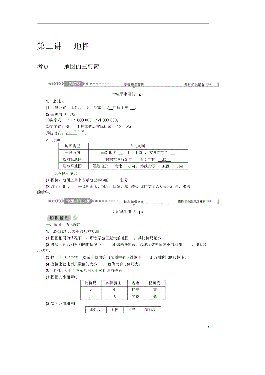 2021版新课标一轮总复习地理讲义：第一章第二讲地图含答案_第1页