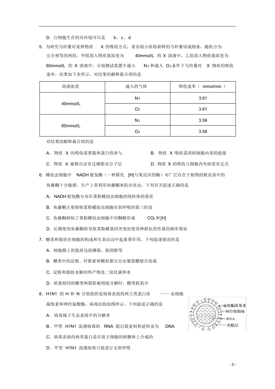 浙江省2020届高三仿真模拟考试生物试题+含答案_第2页