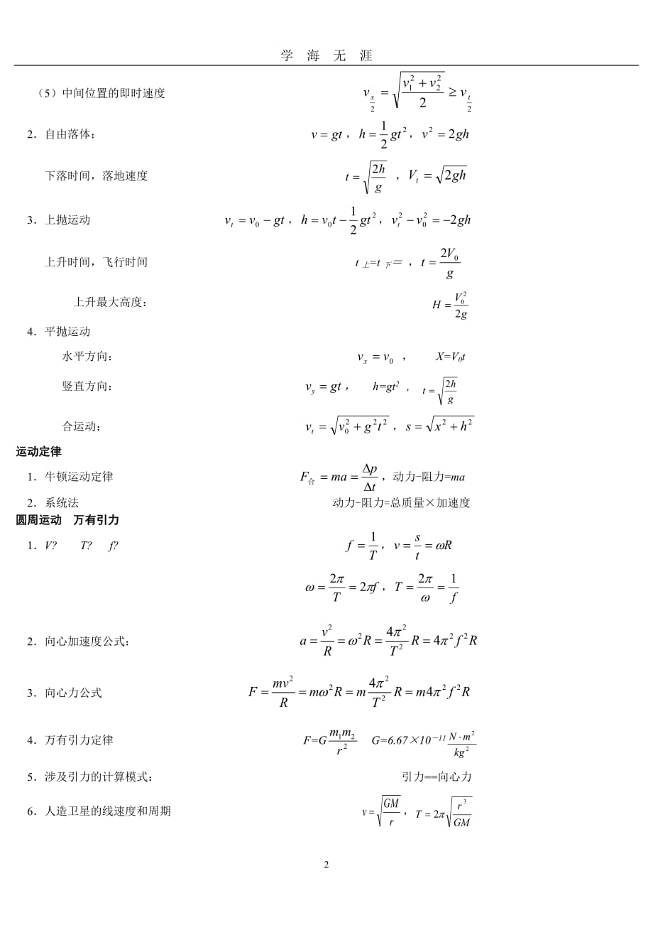 高中物理基本公式（2020年九月整理）.doc_第2页