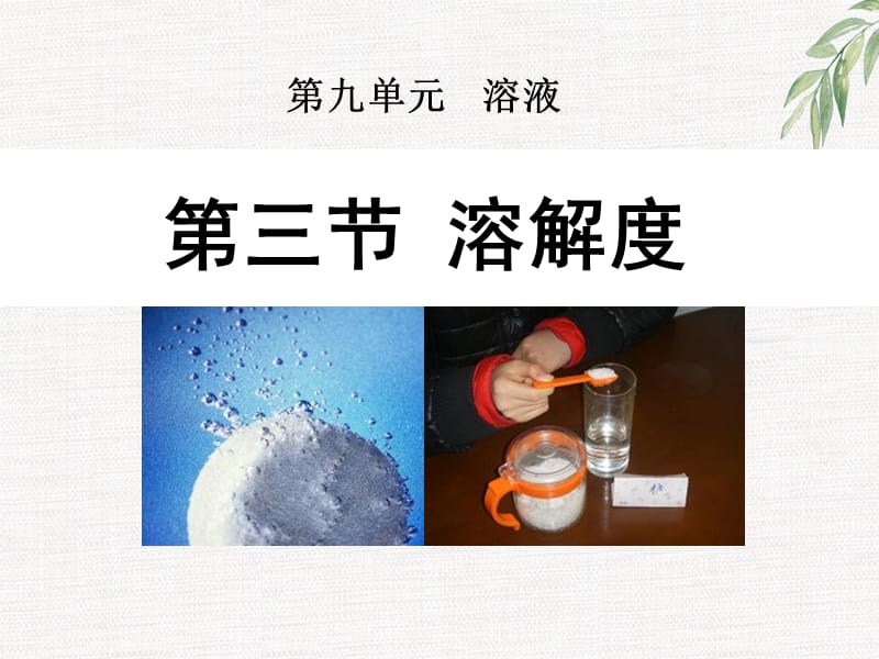 人教版九年级化学课标版下册第九单元溶液课题2溶解度PPT课件_第1页