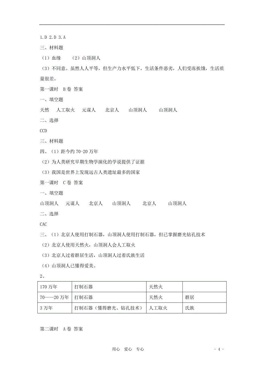 山东省宁阳实验中学2011-2012学年七年级历史上册第2课达标题.doc_第4页