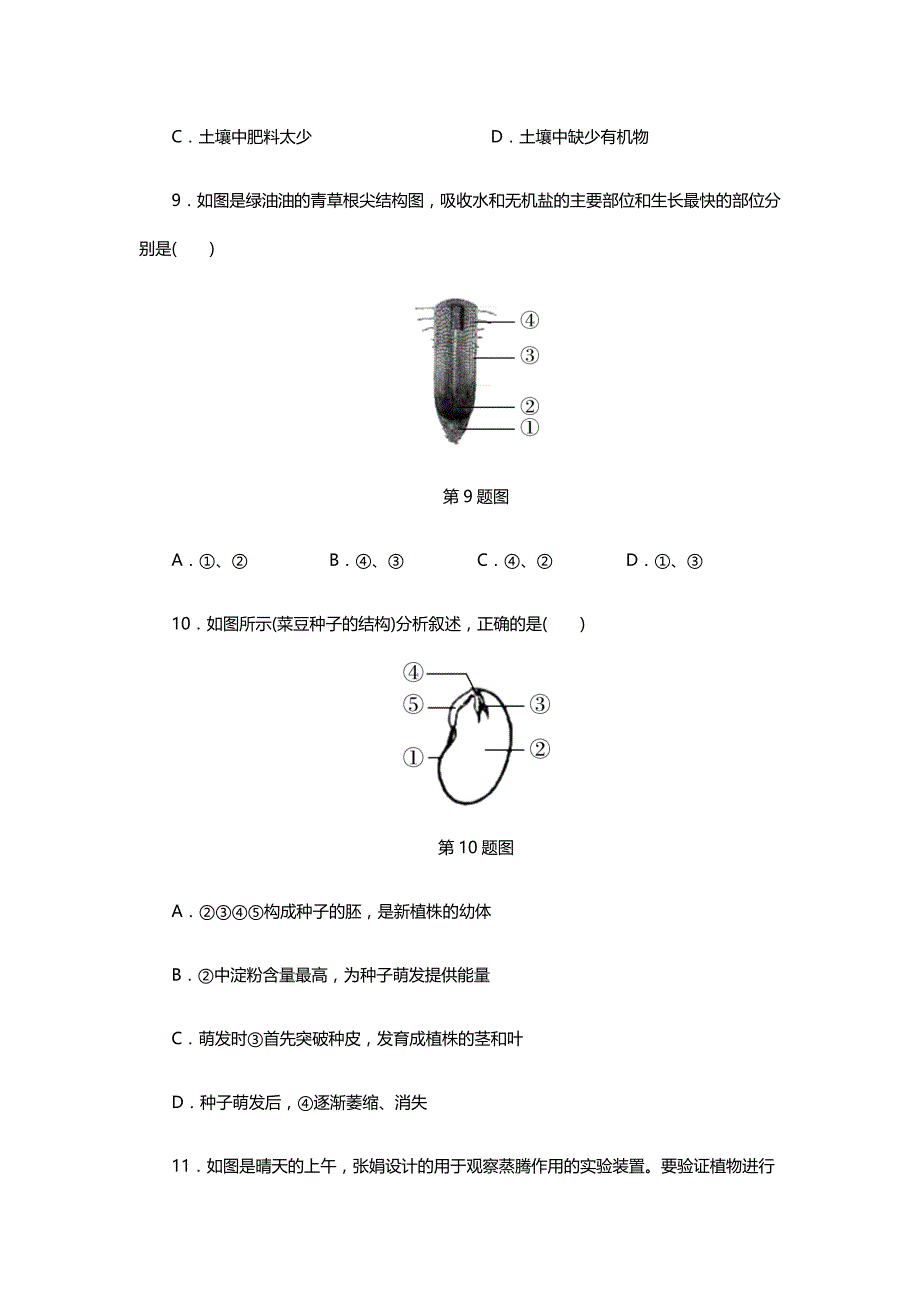 2018年北京中考生物考点研究主题3　生物圈中的绿色植物检测卷_第3页