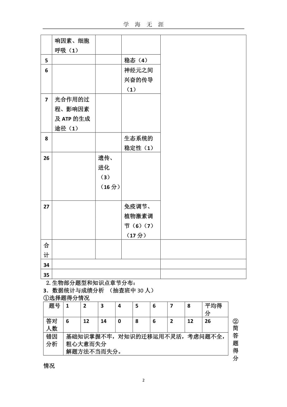 高三生物试卷讲评课教案（2020年九月整理）.doc_第2页