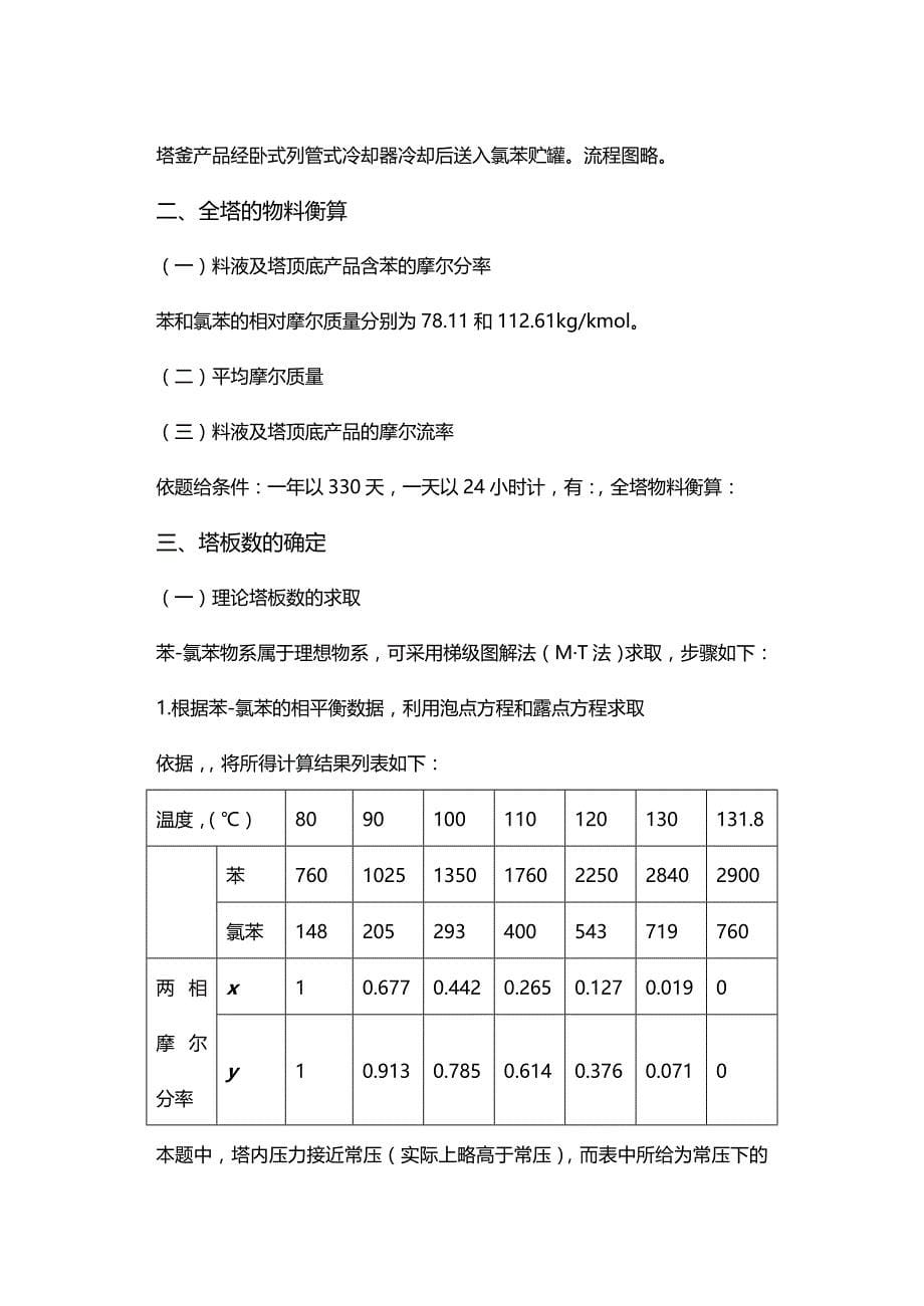 (2020年){生产工艺技术}苯氯苯板式精馏塔的工艺设计_第5页