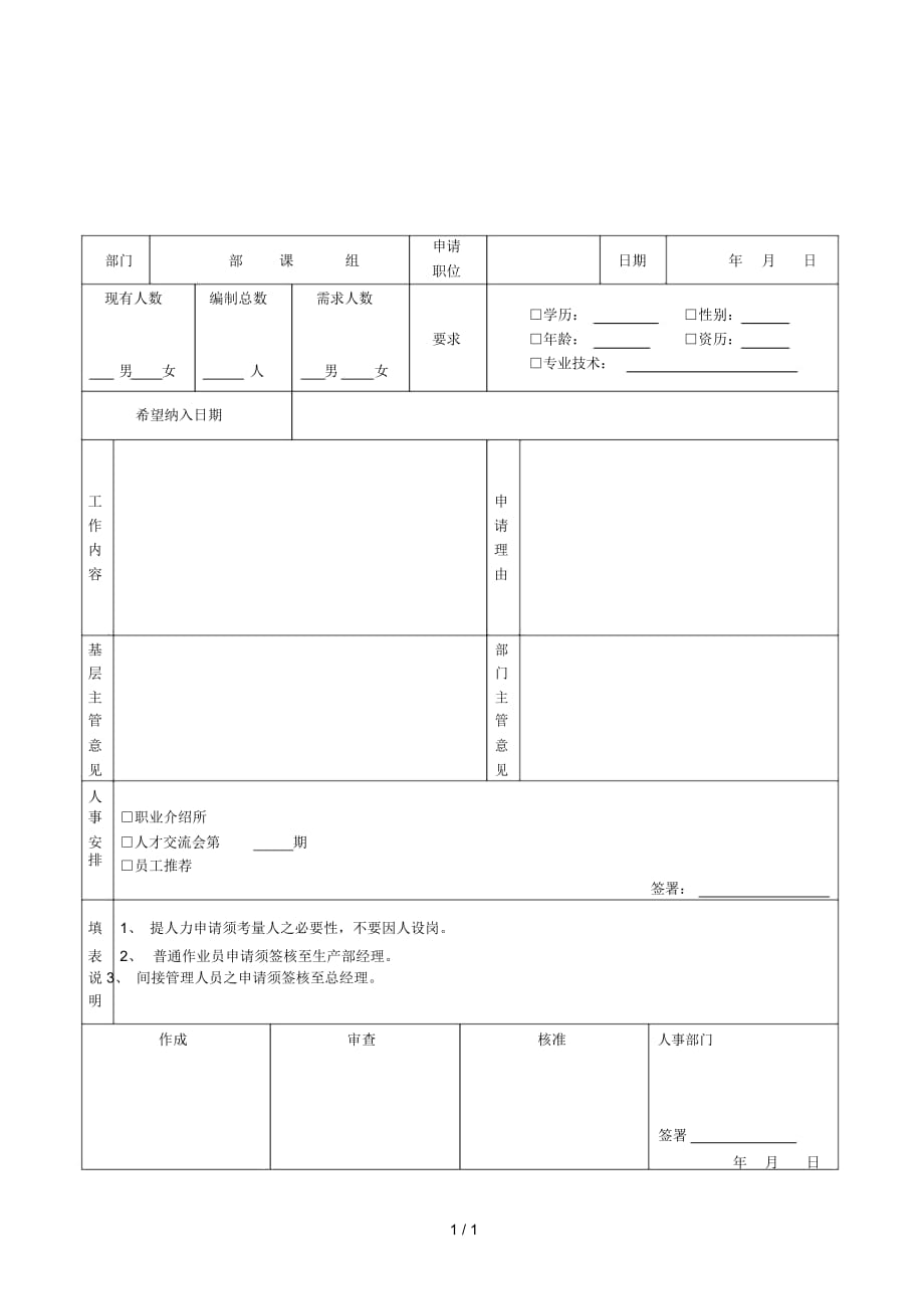 fm61人力申请表_第1页