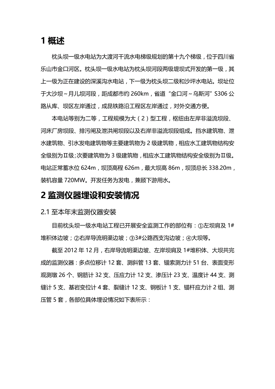 (2020年){安全生产管理}枕头坝级水电站某某某年安全监测年报_第2页