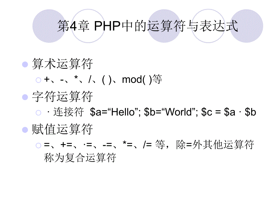 PHP中的运算符与表达式课件_第1页