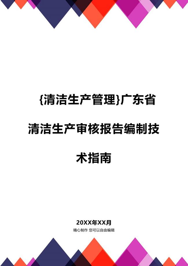 (2020年){清洁生产管理}广东省清洁生产审核报告编制技术指南