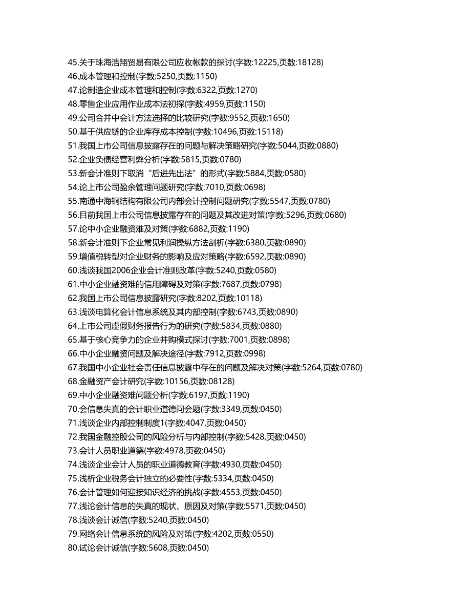 (2020年){财务管理财务表格}会计专业相关毕业论文论文范文毕业论文参考选题表_第2页