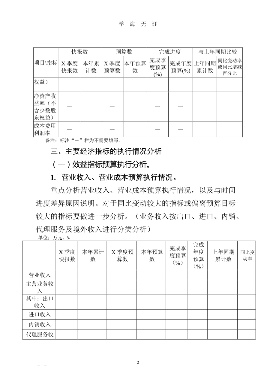 度全面预算季度执行分析报告模板（2020年九月整理）.doc_第2页