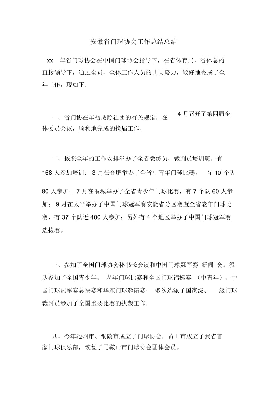 安徽省门球协会工作总结总结_第1页