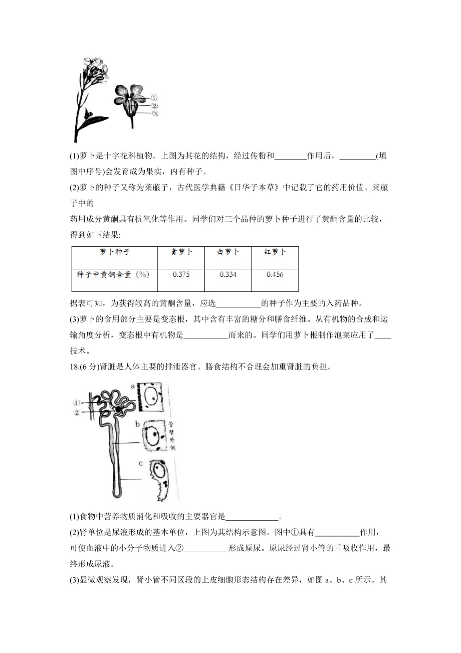 【生物】2019年北京市中考试题（有答案）_第4页