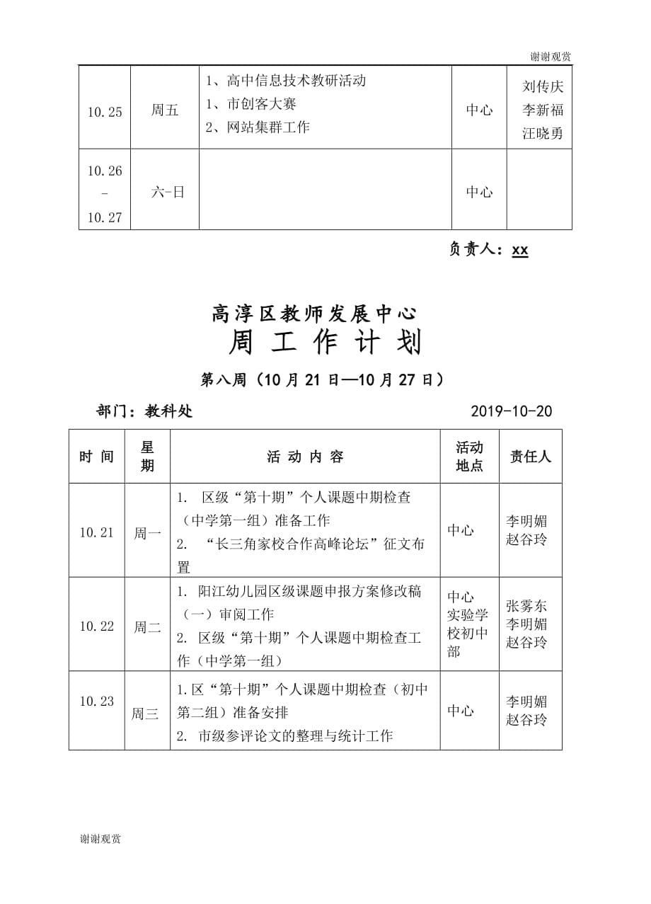 南京市高淳区教师发展中心周工作计划.doc_第5页