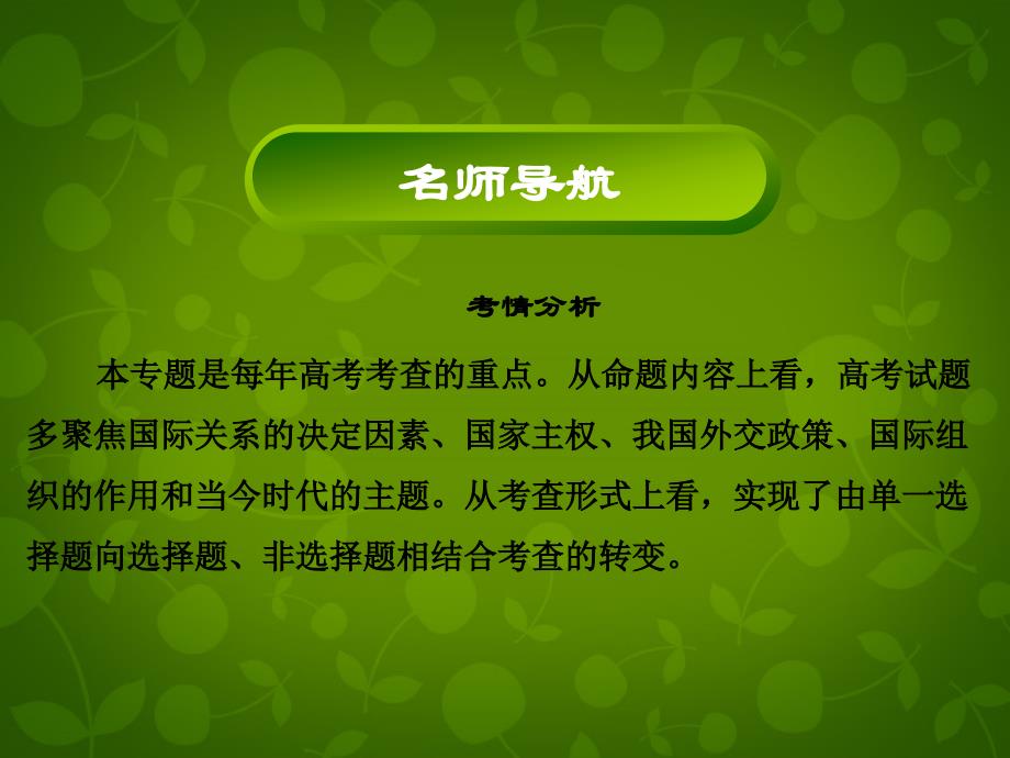 高考政治二轮复习 第一部分 知识专题7 国际社会与我国的外交政策课件_第2页