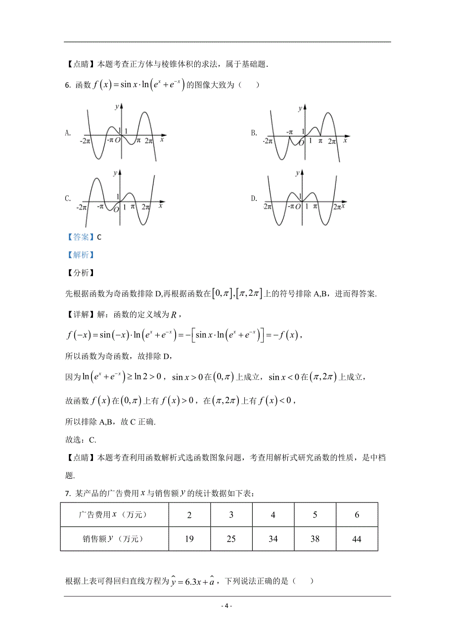 山东省潍坊市五县2020届高三高考热身训练考前押题数学试题 Word版含解析_第4页