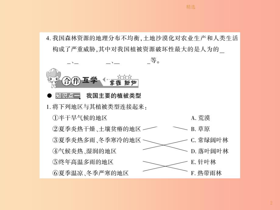 201X年七年级生物上册第三单元第七章第2节我国的植物资源习题课件（新版）北师大版_第2页