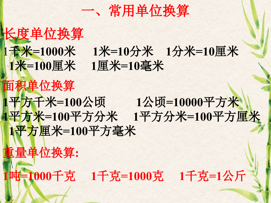 北师大版小学四年级的数学(下册)总复习_第2页