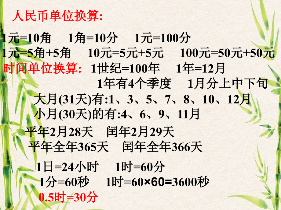 北师大版小学四年级的数学(下册)总复习_第3页