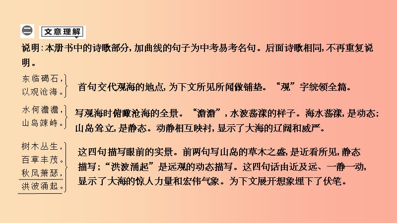 201X年中考语文总复习 第一部分 教材基础自测 七上 古诗文 古代诗歌四首 观沧海课件 新人教版_第2页