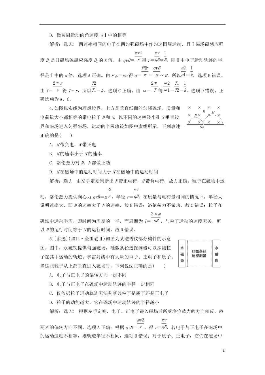 高考物理二轮复习专题检测（十六）带电粒子在磁场、复合场中的运动_第2页