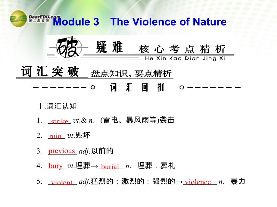 高考英语总复习 Book 3 板块五 Modules 3 The Violence of Nature课件 外研版_第1页