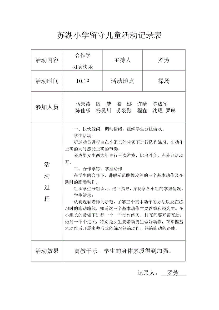 1142编号小学留守儿童活动记录 内容 8次_第1页