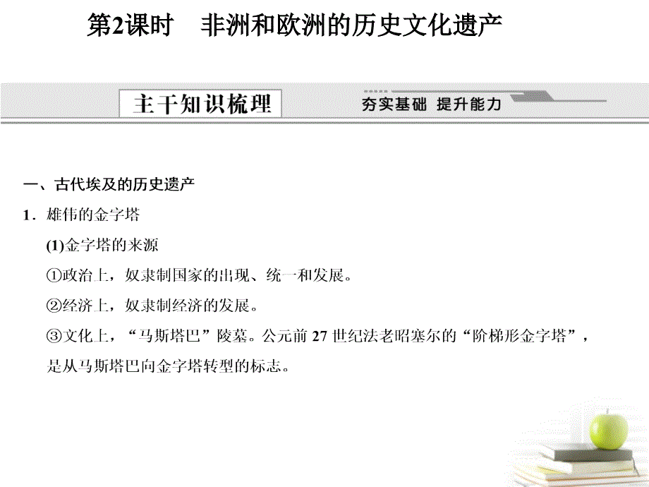 高考历史一轮复习讲义 第2课时非洲和欧洲的历史文化遗产课件新人教选修6_第1页