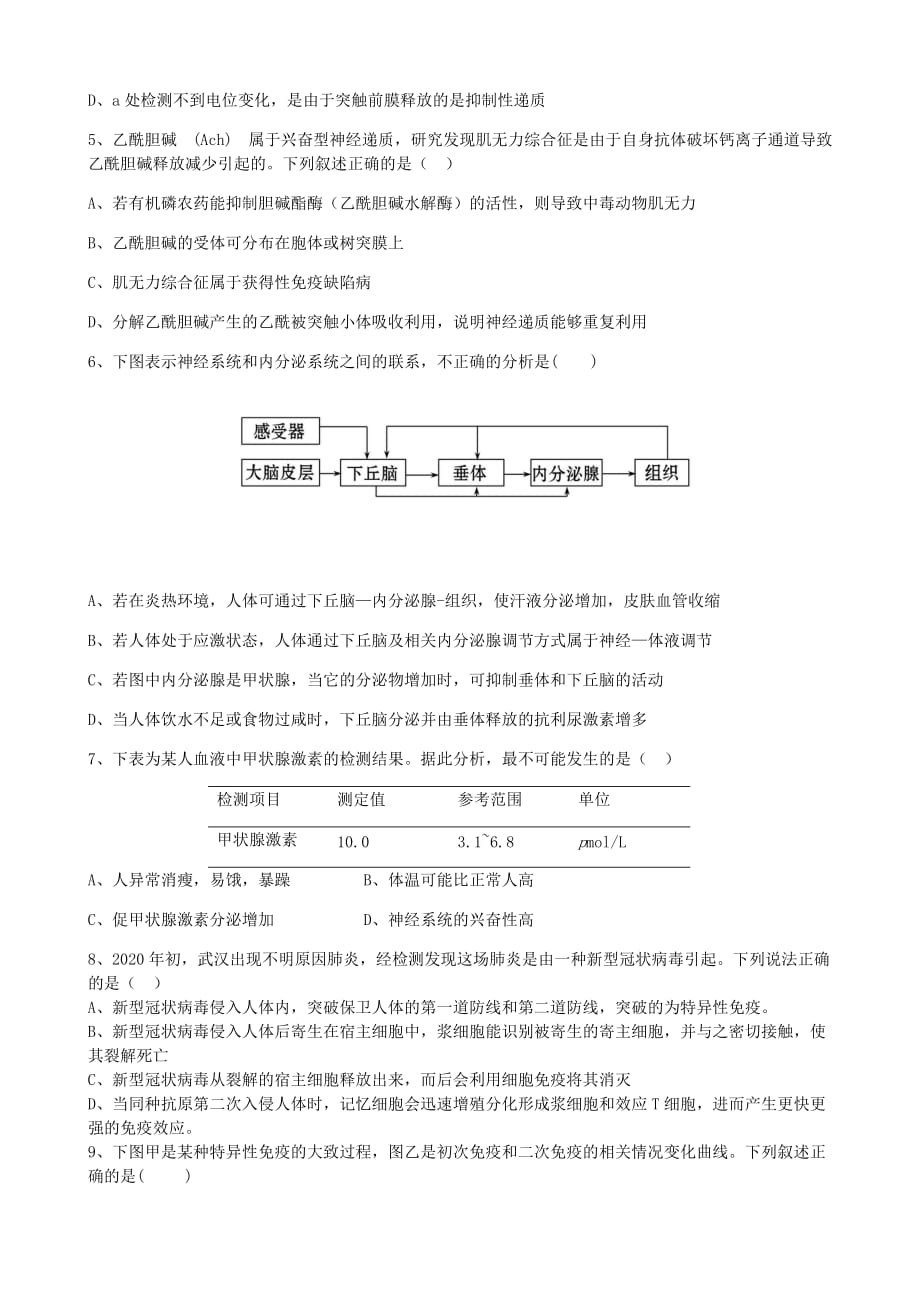 安徽省六安中学2019-2020学年高二生物下学期期末考试试题【含答案】_第2页