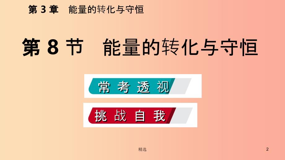 201X年秋九年级科学上册 第3章 能量的转化与守恒 第8节 能量的转化与守恒练习课件（新版）浙教版_第2页