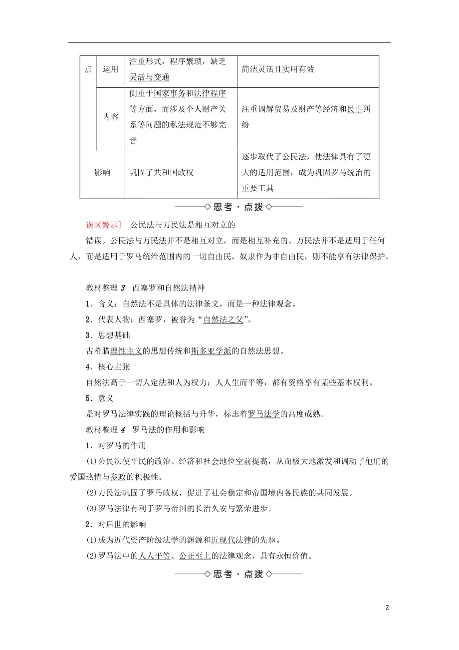 高中历史专题6古代希腊罗马的政治文明3罗马人的法律教师用书人民必修1_第2页