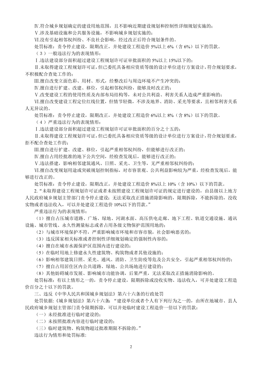 74编号《中华人民共和国城乡规划法》行政处罚裁量标准_第2页