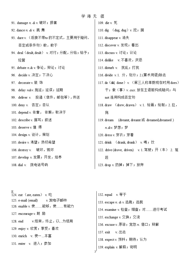 上海中考英语考纲词汇分类表(动词)（9月11日）.pptx_第3页