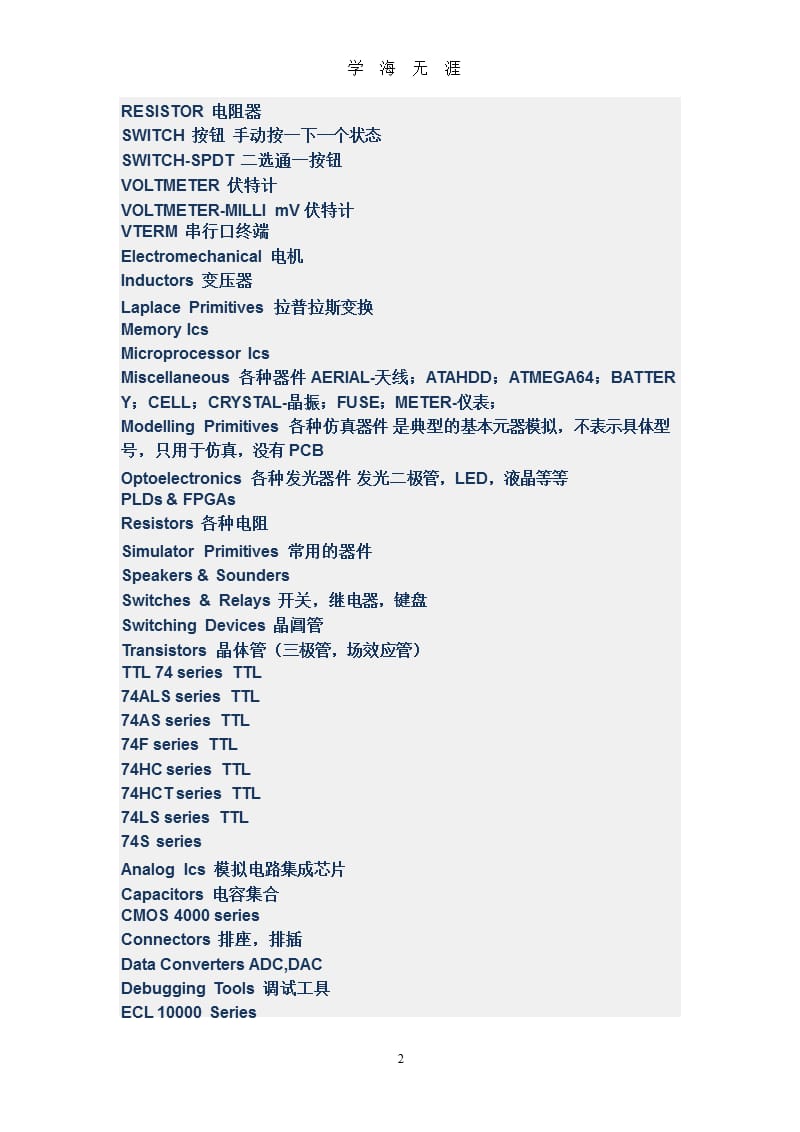 proteus元件对照表(经典详细)（9月11日）.pptx_第2页