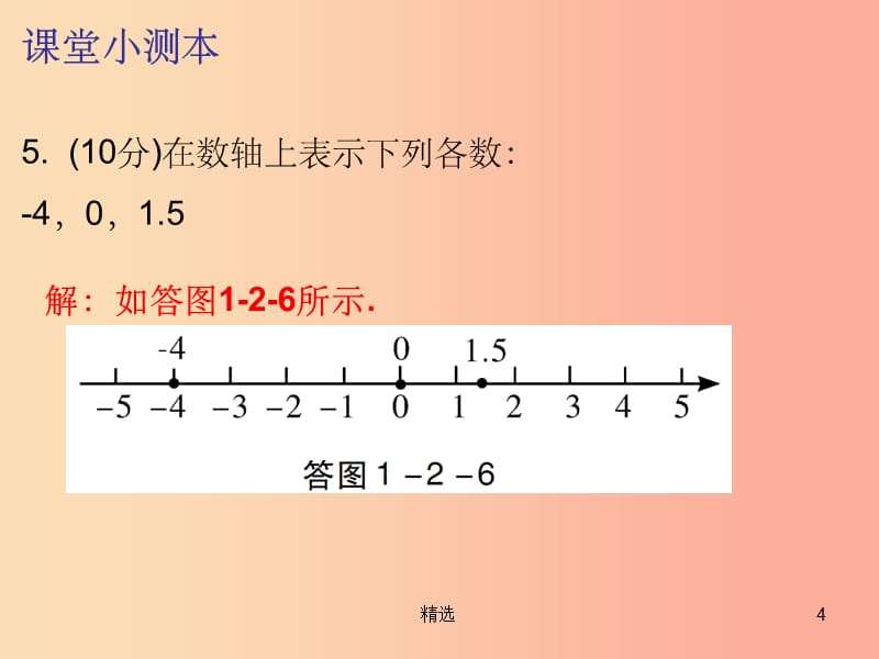 201X秋七年级数学上册 第一章 有理数 1.2 有理数 第3课时 相反数（课堂小测本）课件 新人教版_第4页