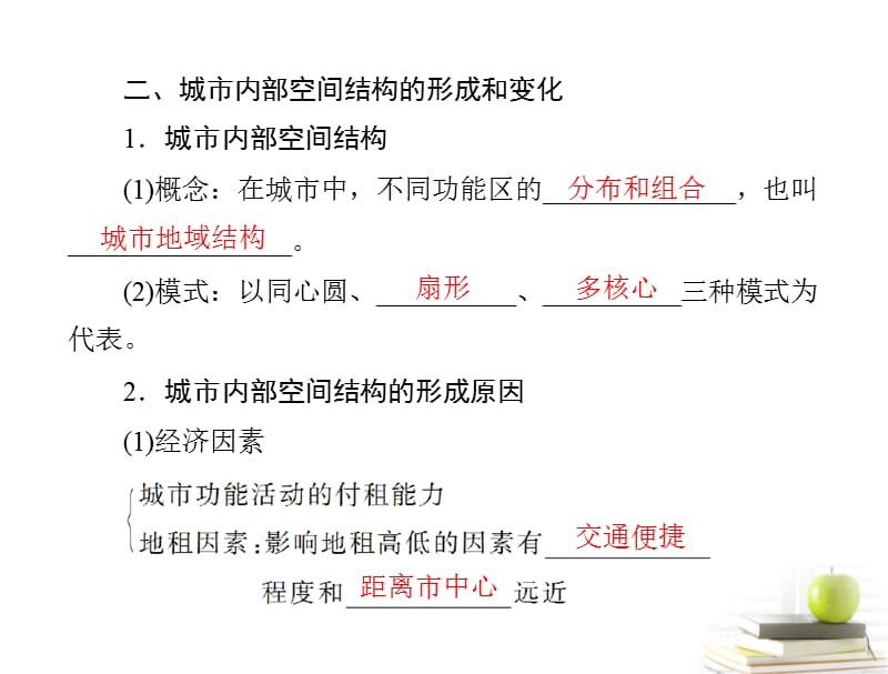 高考地理学业水平测试复习 专题五　考点4　城市的空间结构及其形成原因课件 新人教版必修2_第3页