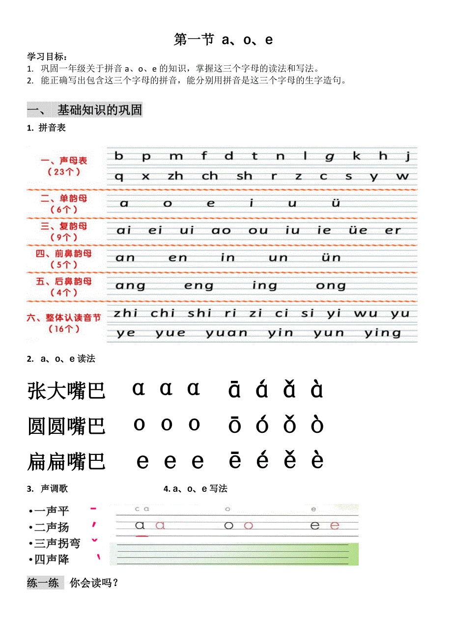 一年级语文拼音补习资料-（最新版-已修订）_第1页