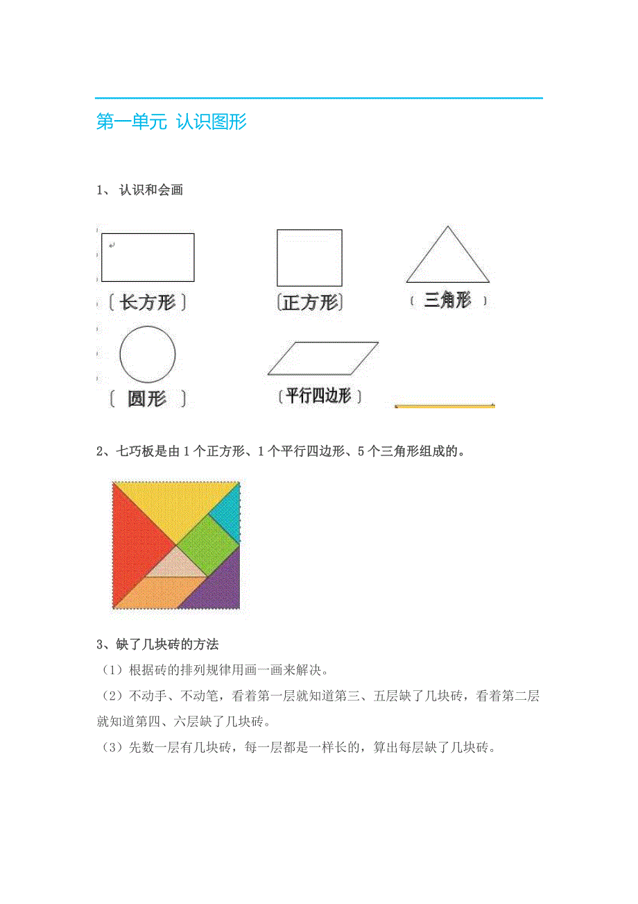 新人教版一年级数学(下册)各单元知识要点-（最新版-已修订）_第1页