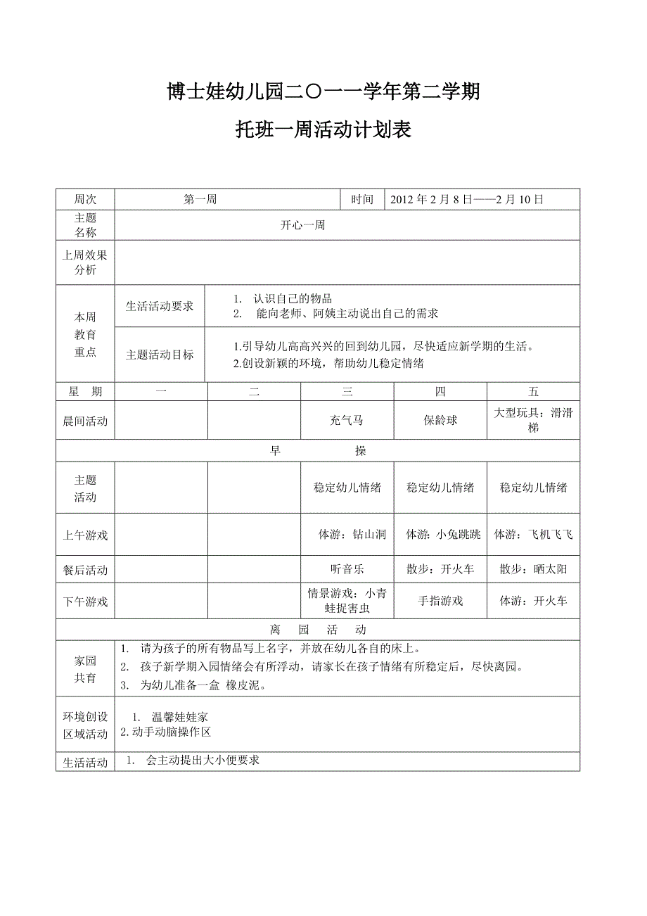 托班下学期周计划-（最新版-已修订）_第1页