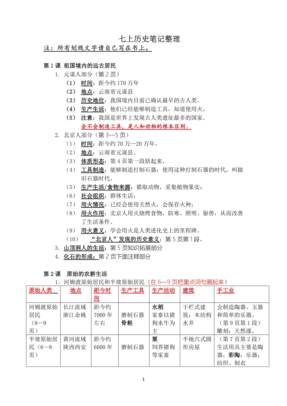 新人教版七年级历史重点笔记-（最新版）_第1页