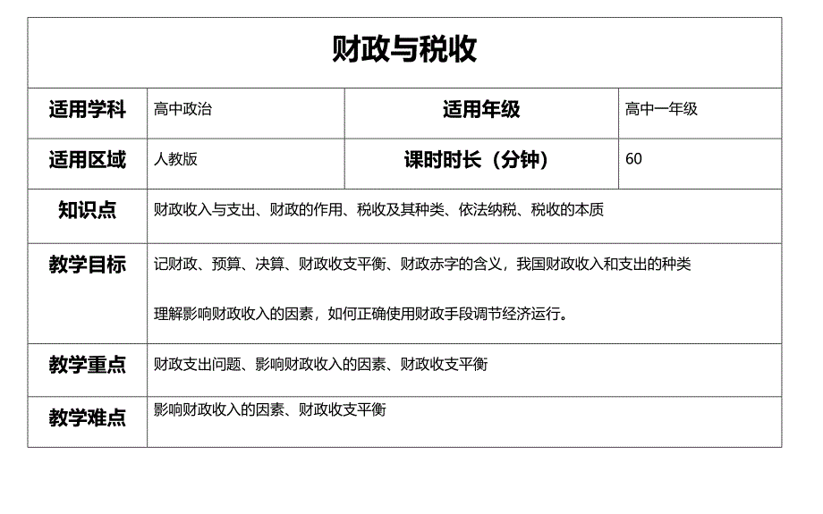 财政与税收(教案)-（最新版）_第1页