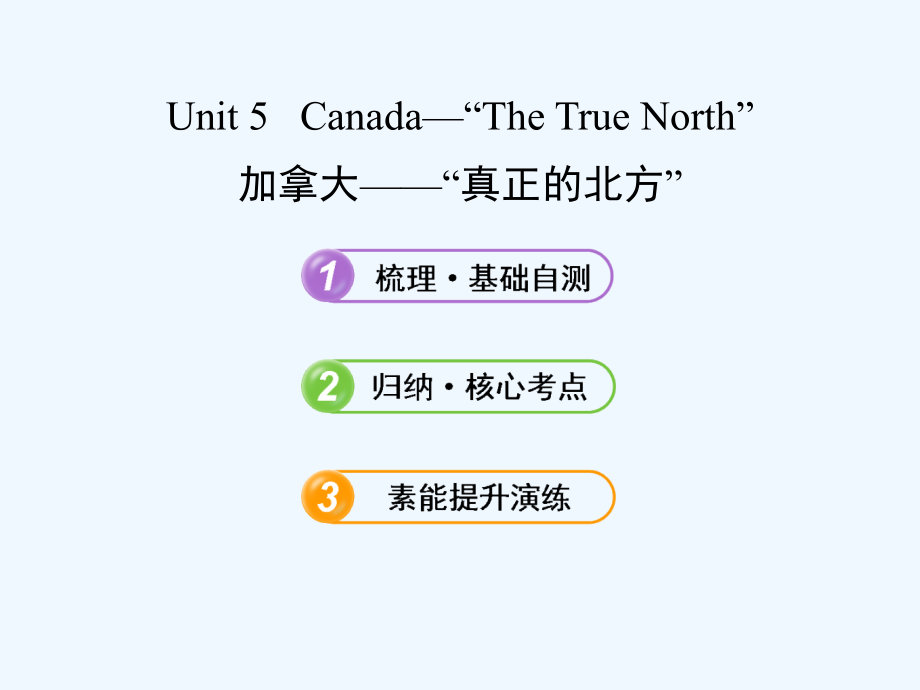 【全程复习方略】（湖北专用）高中英语 高中英语 Unit 5 Canada—“The True North”课件 新人教版必修3_第1页
